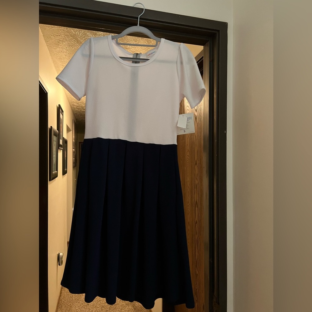 White/Navy Blue Dress